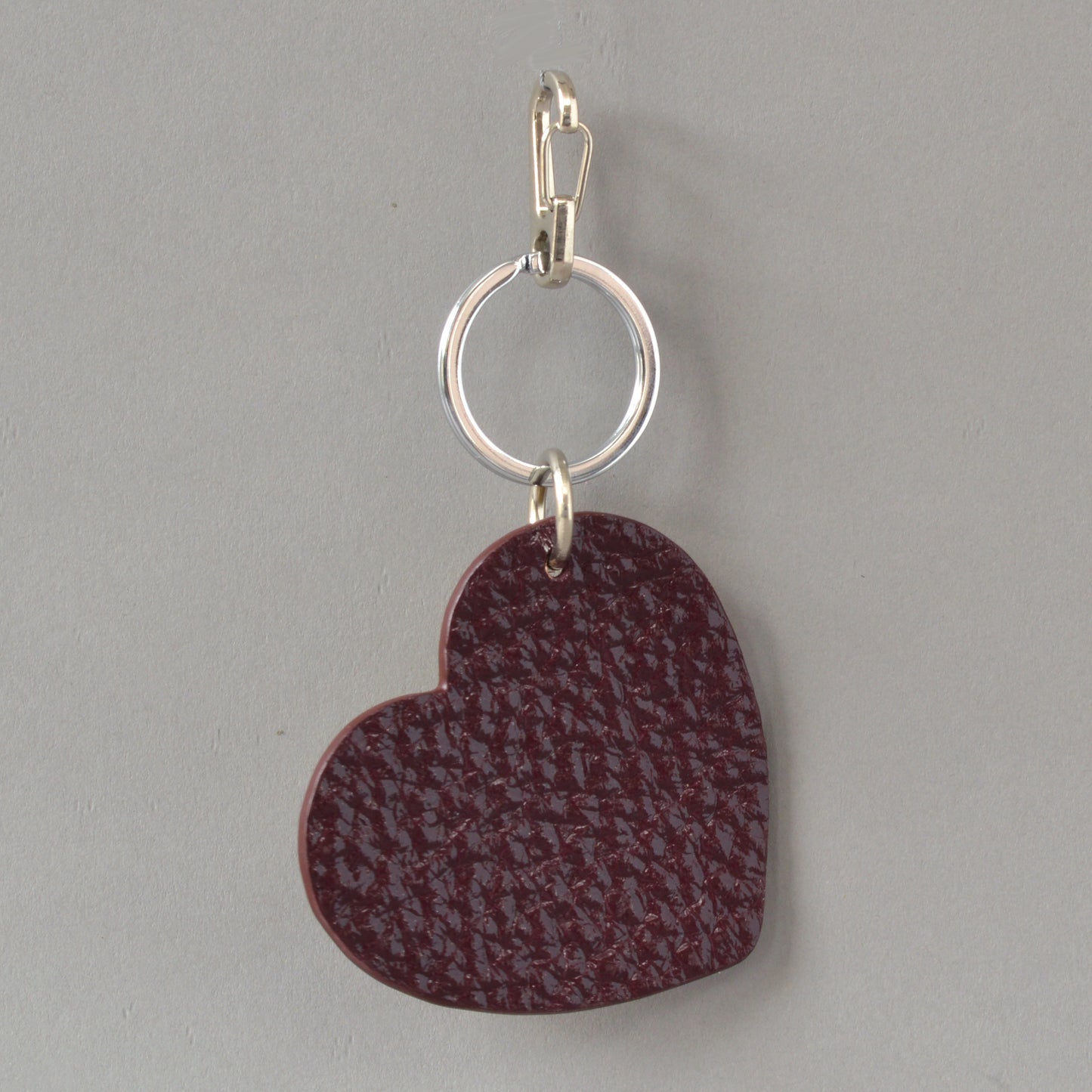 Heart Key Ring Burgundy Gold