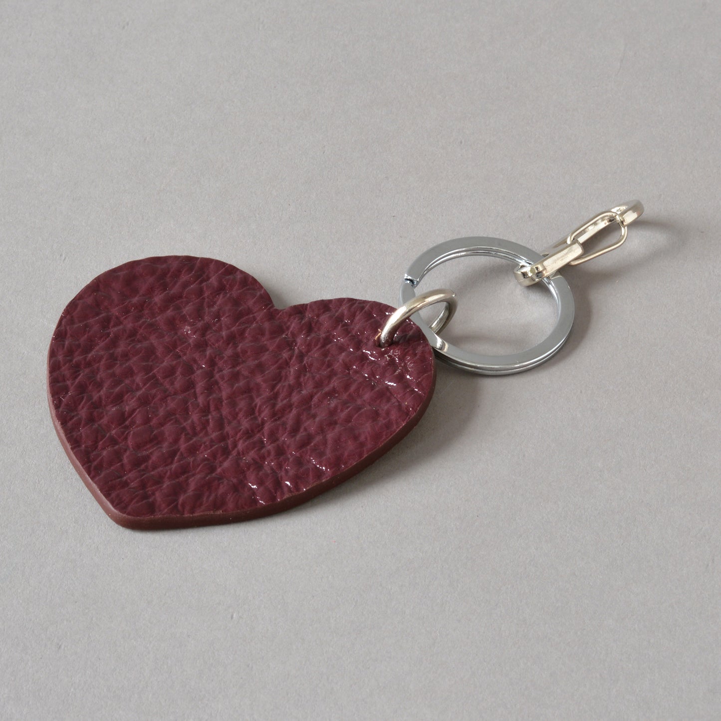 Heart Key Ring Burgundy Gold