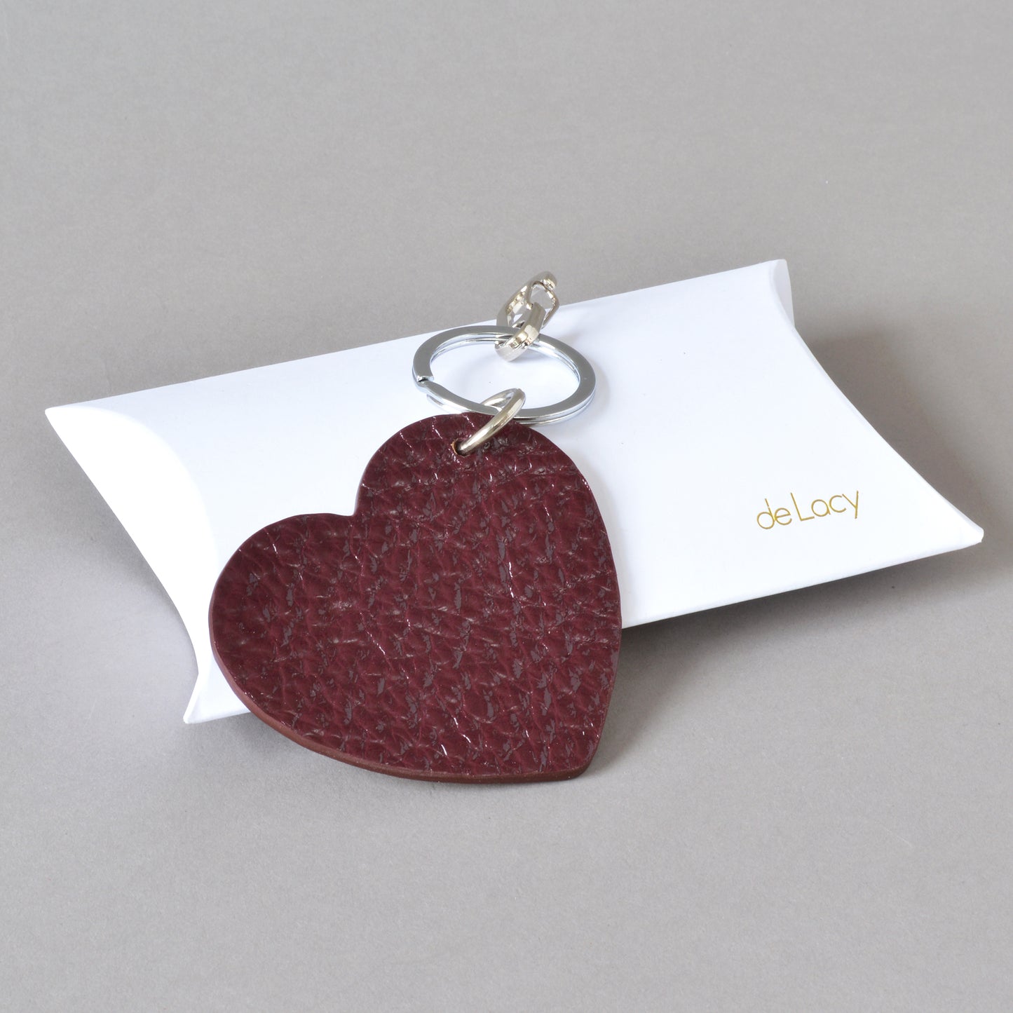 Heart Key Ring Burgundy Gold