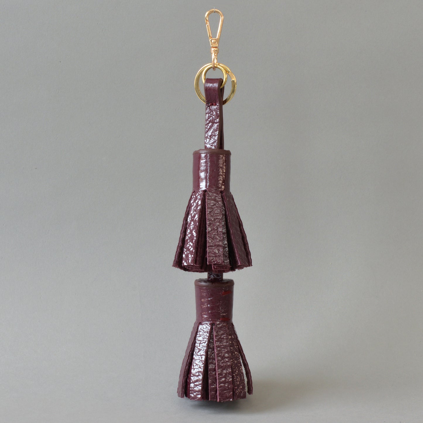 Twin Tassel Key Ring Burgundy Gloss