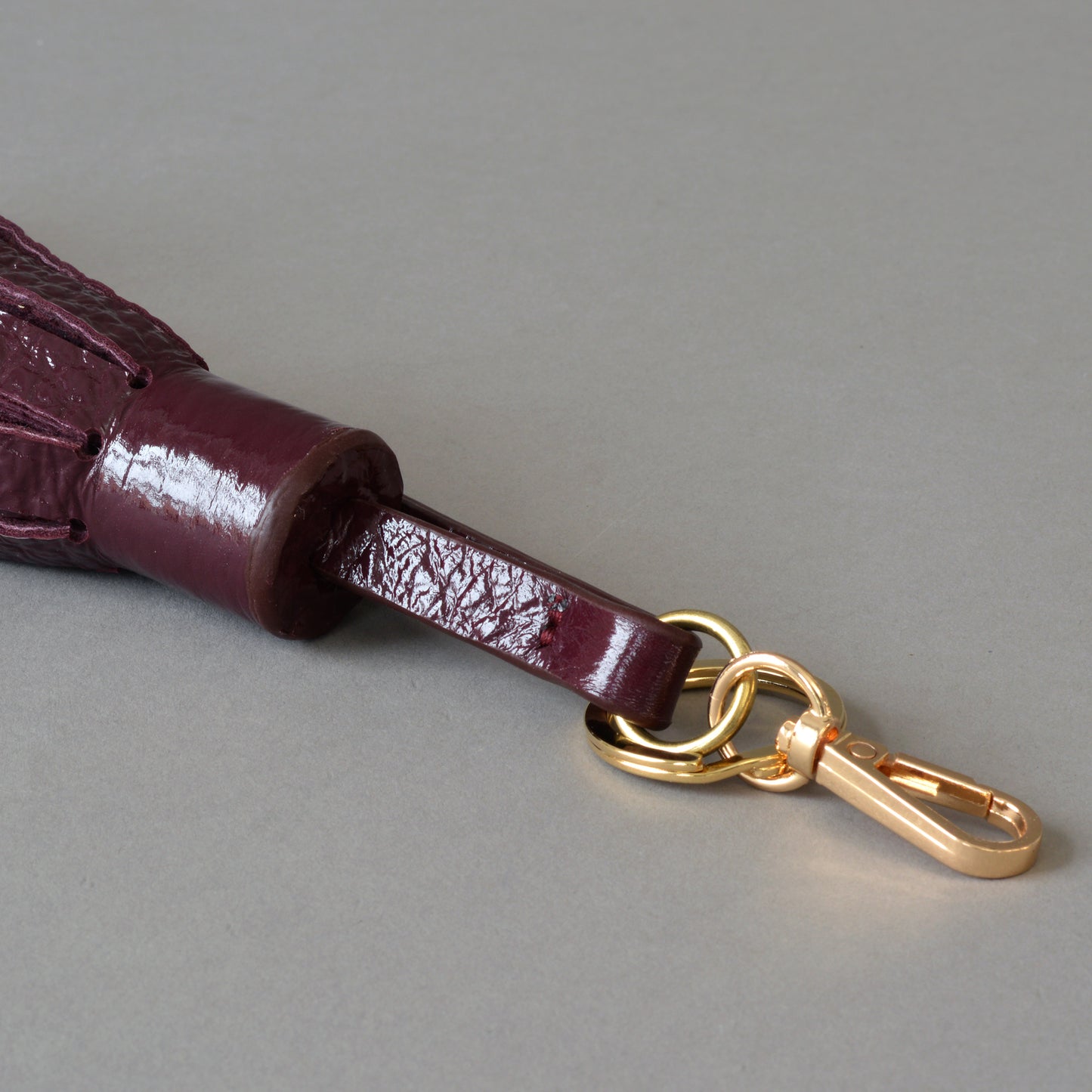 Twin Tassel Key Ring Burgundy Gloss