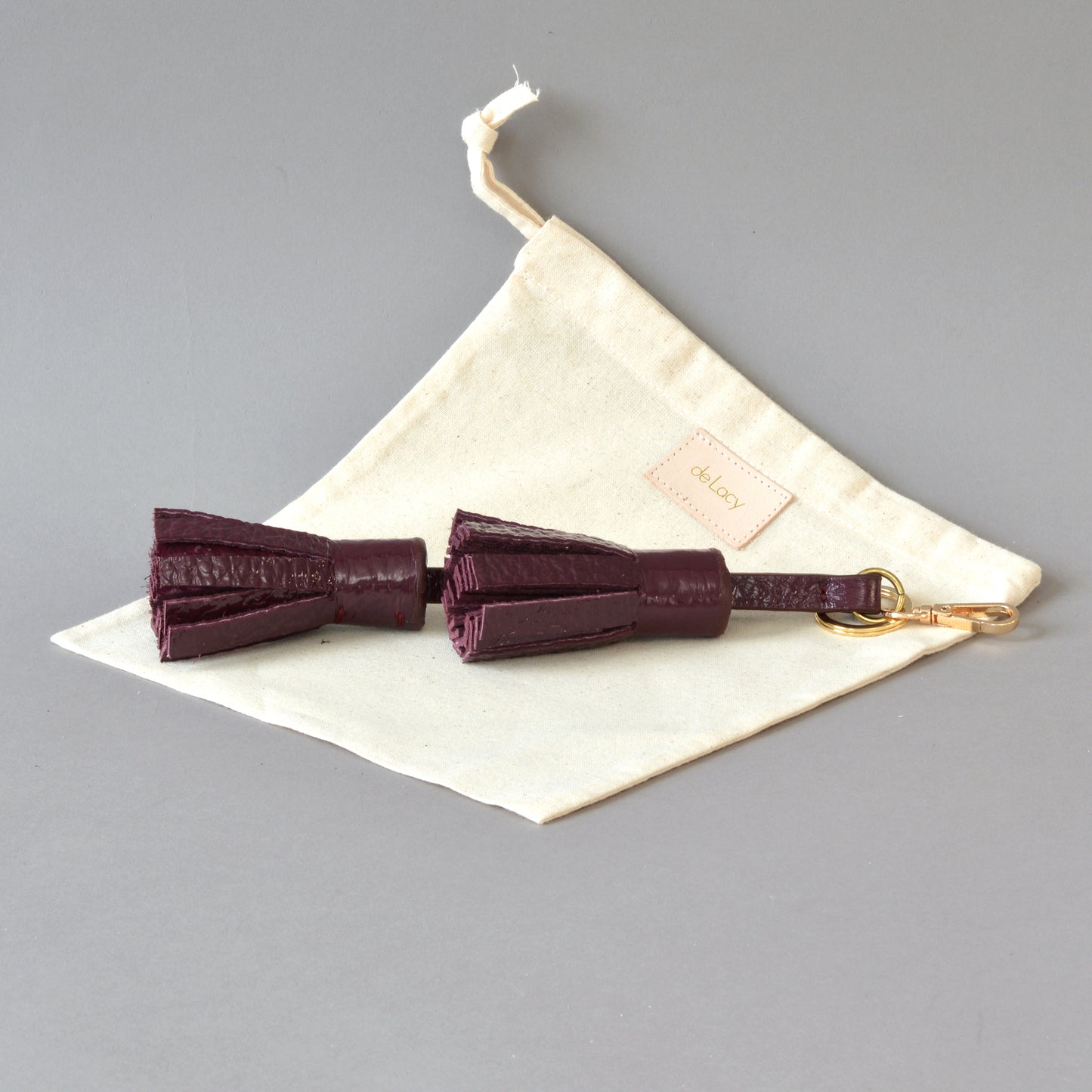 Twin Tassel Key Ring Burgundy Gloss