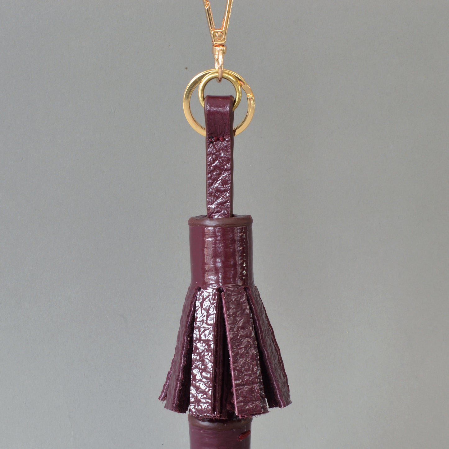 Twin Tassel Key Ring Burgundy Gloss