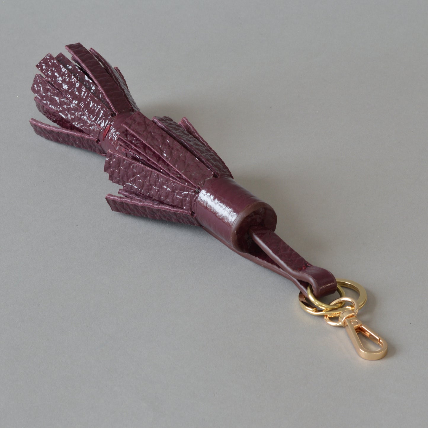 Twin Tassel Key Ring Burgundy Gloss