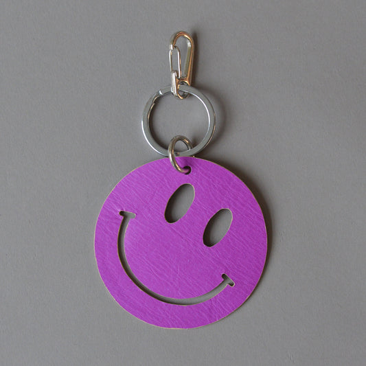 Happy Key Ring Gold Magenta