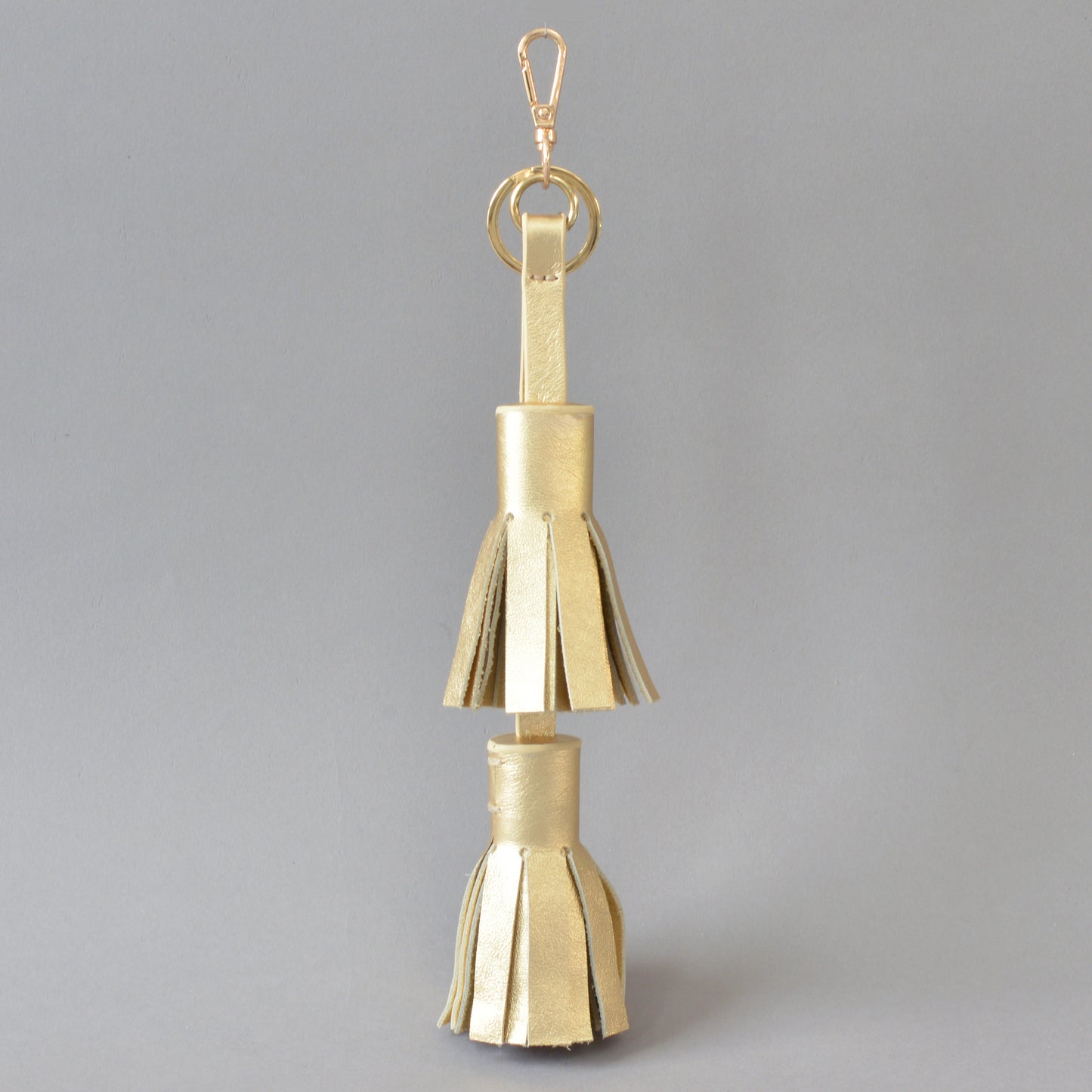 Twin Tassel Key Ring Gold