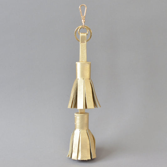 Twin Tassel Key Ring Gold