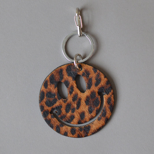 Happy Key Ring Black Leopard