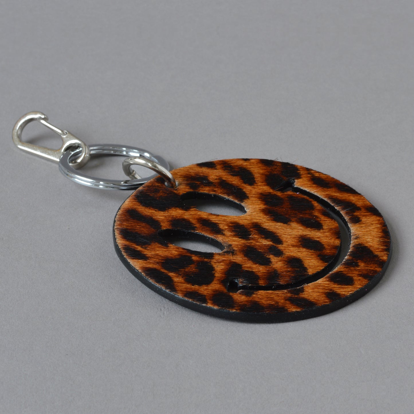 Happy Key Ring Black Leopard