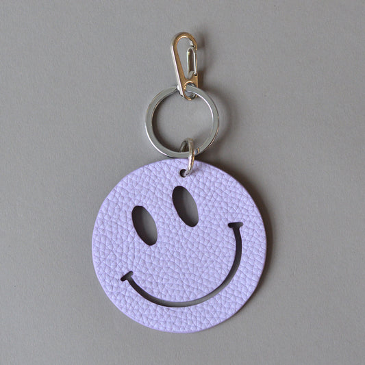 Happy Key Ring Silver Lilac