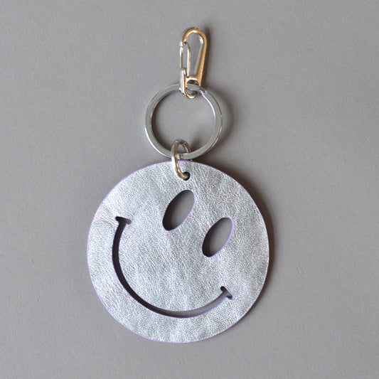 Happy Key Ring Silver Lilac