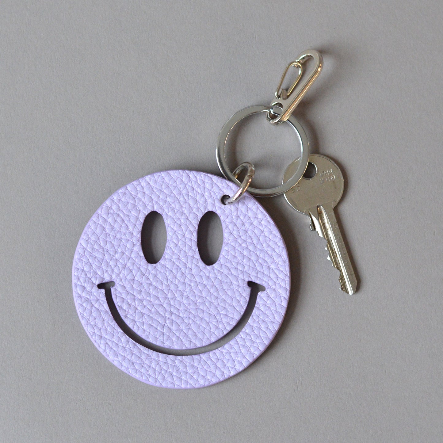 Happy Key Ring Silver Lilac