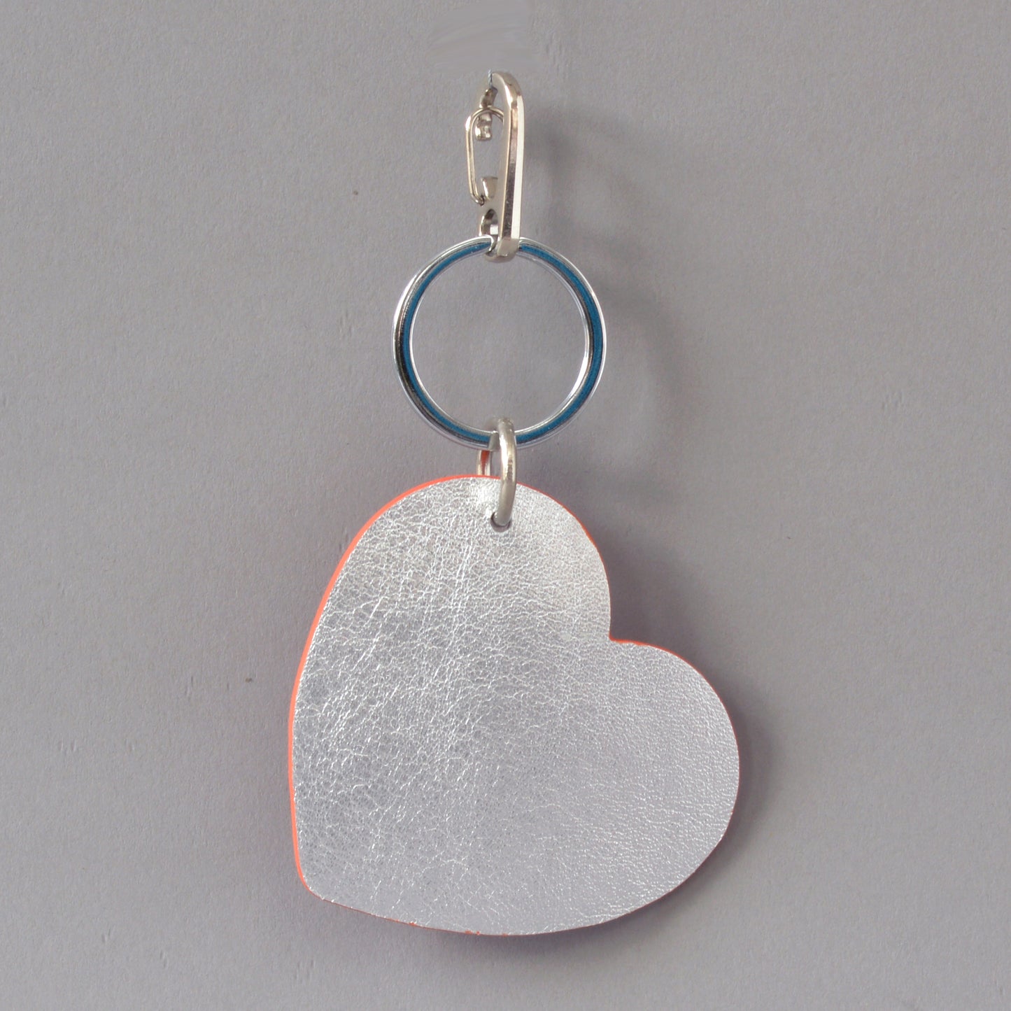 Heart Key Ring Silver Orange