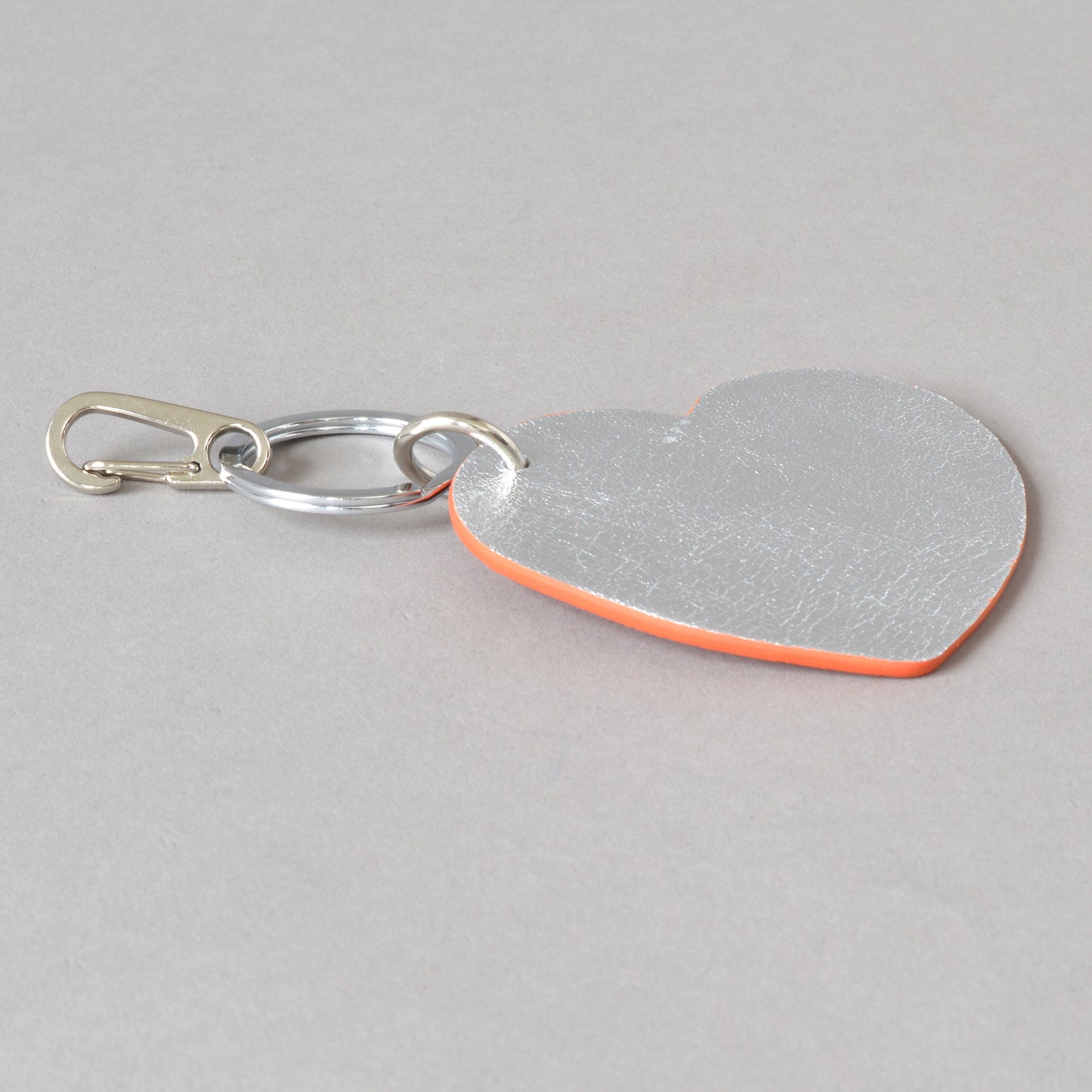 Heart Key Ring Silver Orange