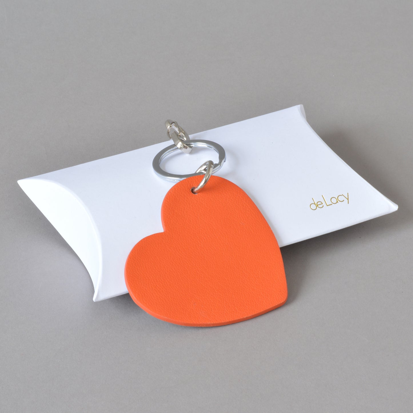 Heart Key Ring Silver Orange