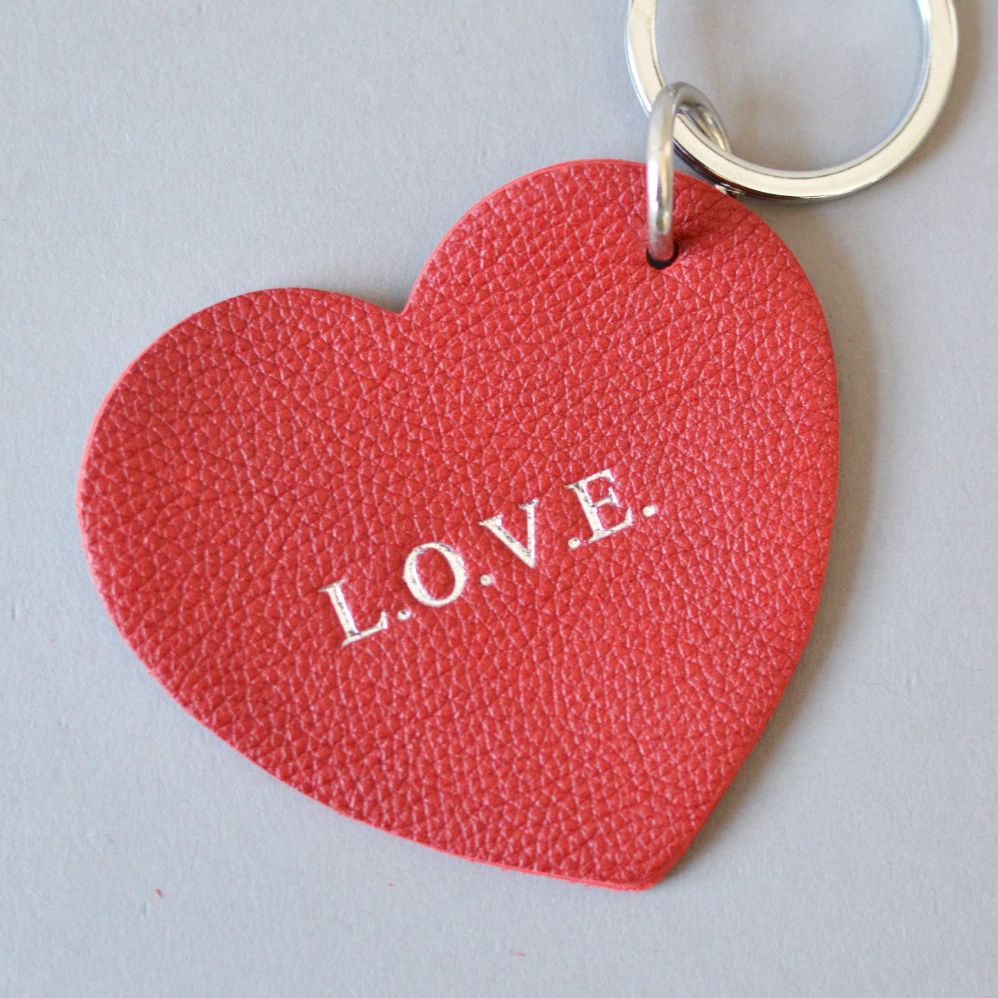 Heart Key Ring Silver Orange