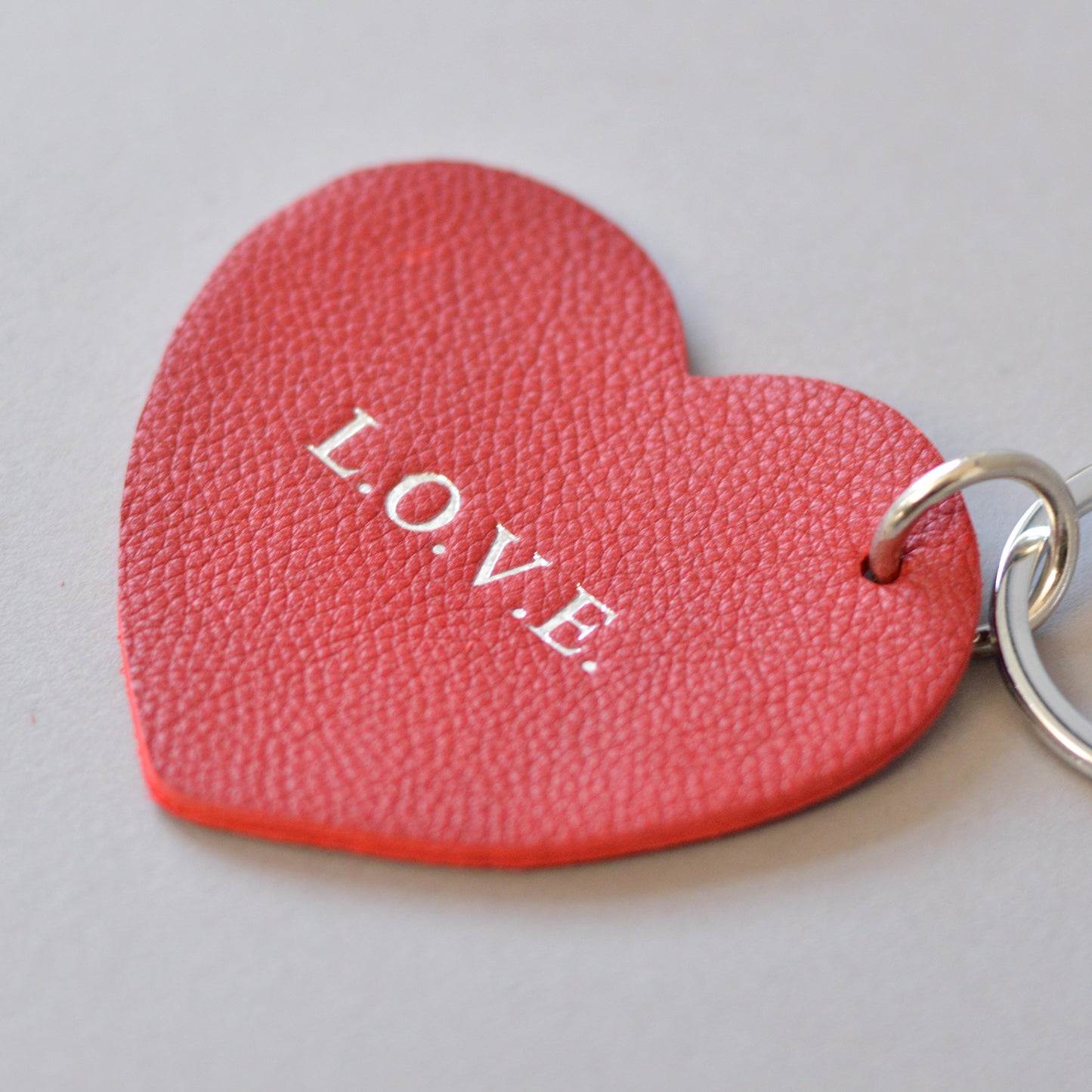 Heart Key Ring Silver Orange