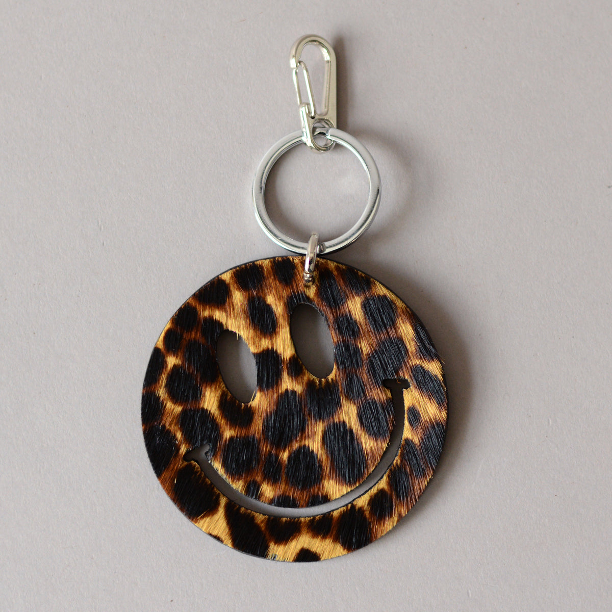 Happy Key Ring Black Leopard