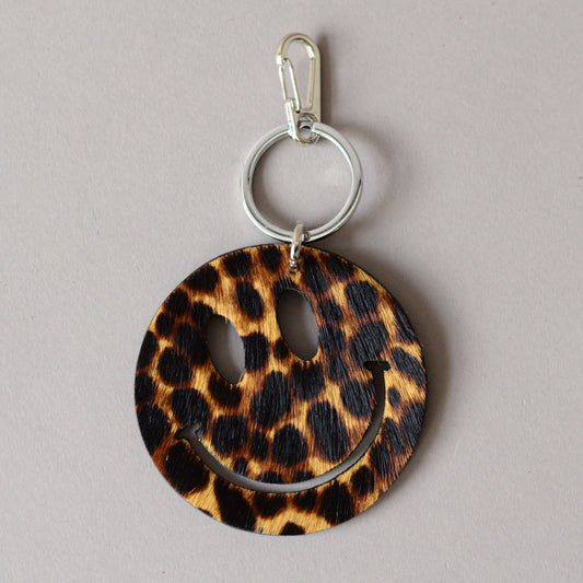Happy Key Ring Black Leopard